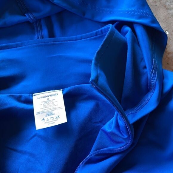 Land’s End ling sleeve swim top  quarter zipper hood bra modest 1/4 zip size 10 - Picture 8 of 10